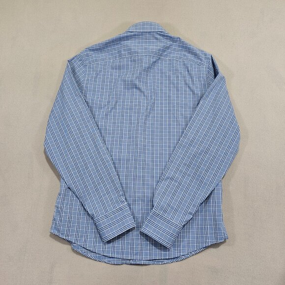 UNTUCKit Shirt Mens L Blue White Plaid Button Up Slim Fit Morisoli - Picture 2 of 10